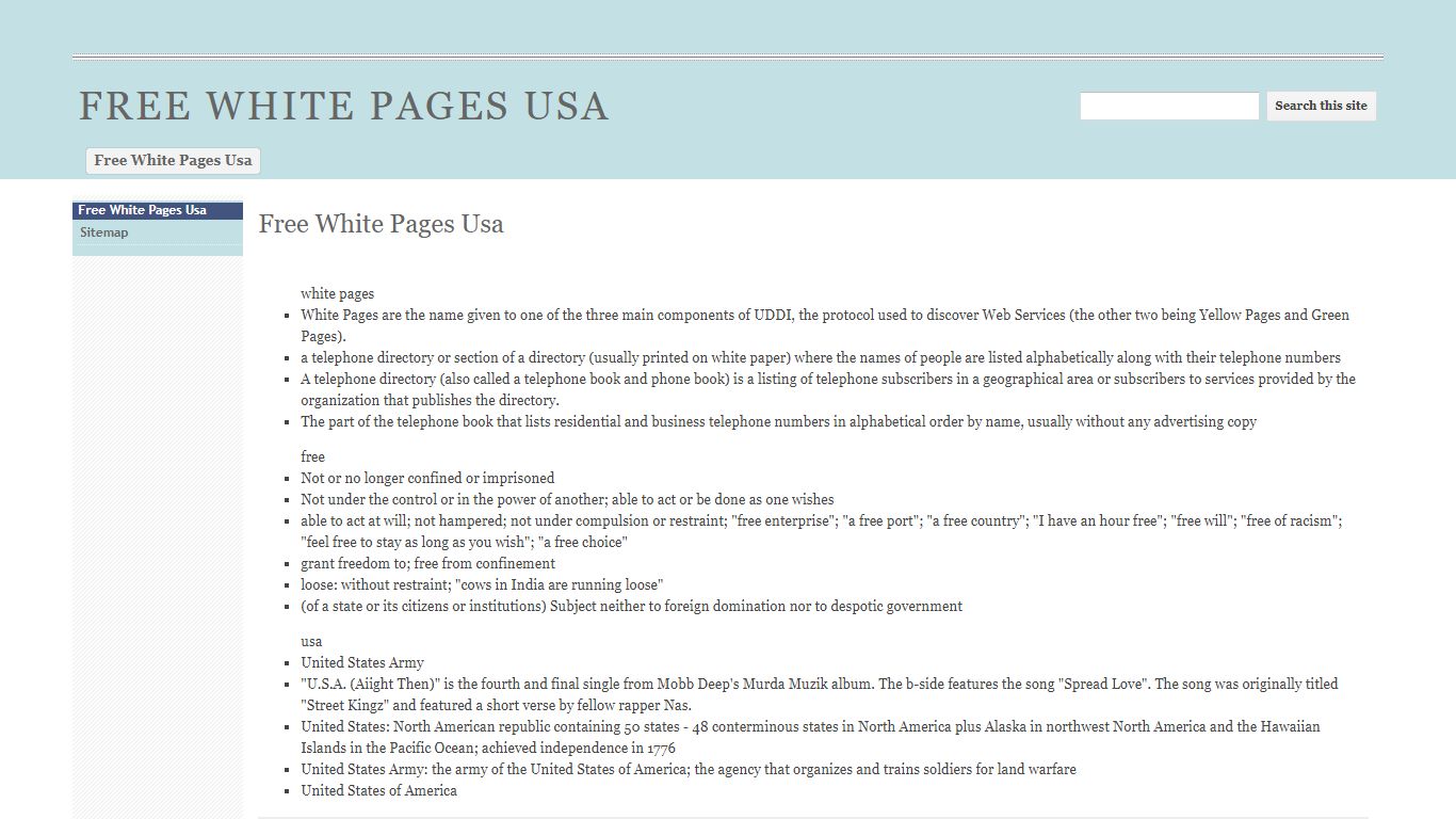 FREE WHITE PAGES USA - Google