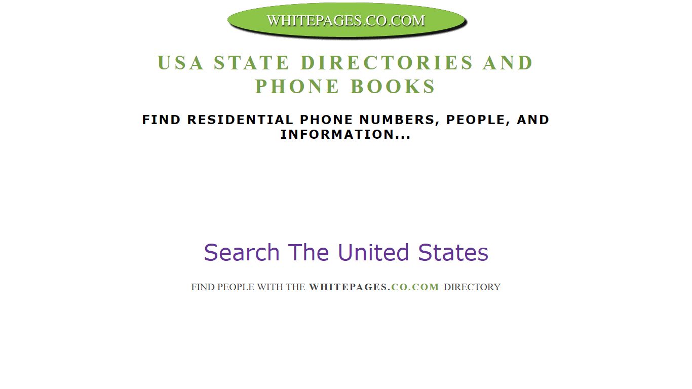 White Pages Directory - Search the USA by State - .co.com