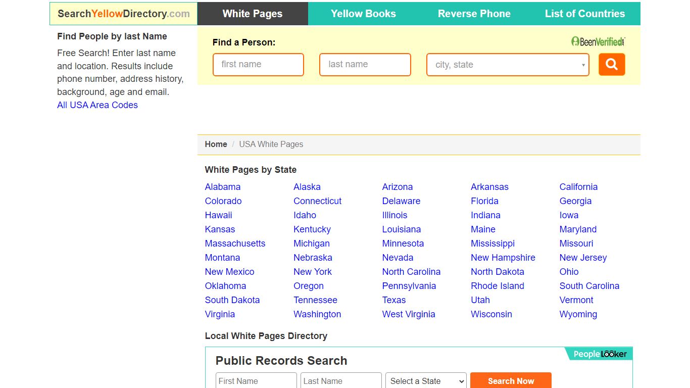 White Pages Directory, Find People, USA Local Search